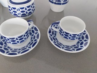 Juego de café Sargadelos azul y blanco
