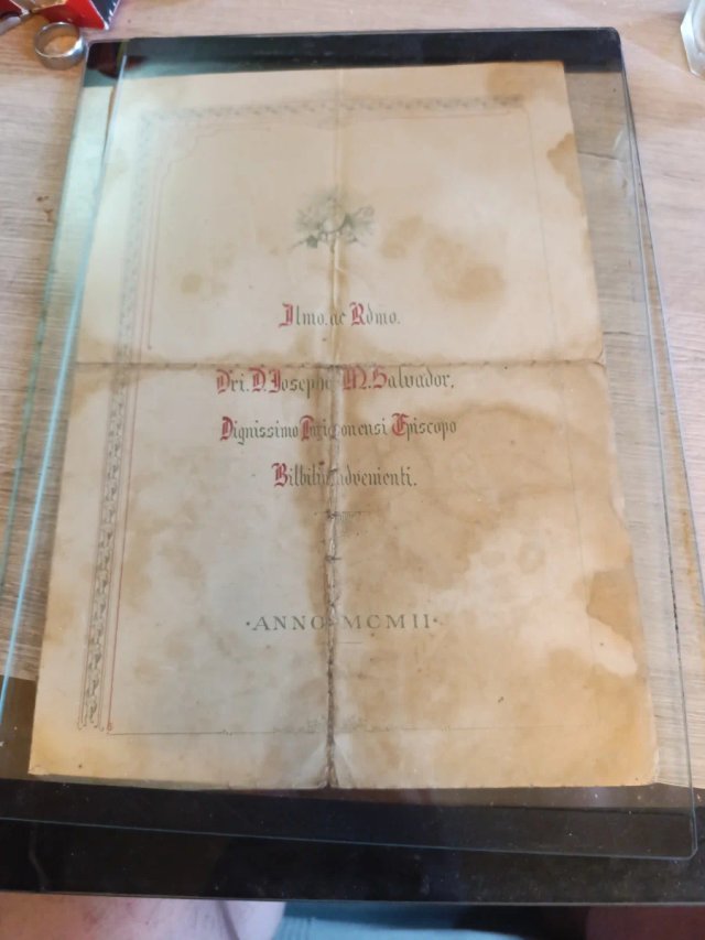 Antico documento ecclesiastico certificato