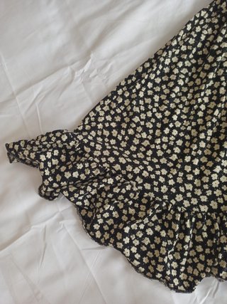 Vestido Premamá Embarazo H&M - flores negro blanco