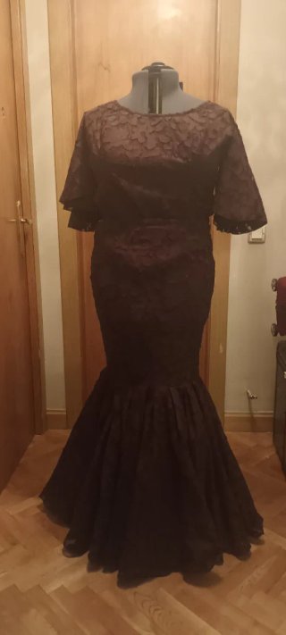 Vestido Flamenca Marrón Encaje