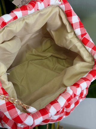 Bolso de mano cuadros Vichy rojo y blanco