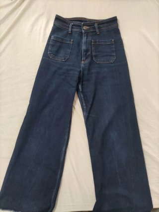 Vaqueros Zara Tiro Alto Azul Oscuro