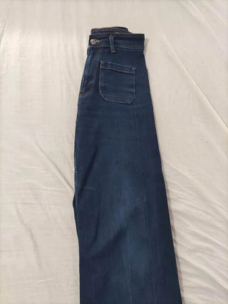 Vaqueros Zara Tiro Alto Azul Oscuro