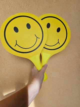 Set Palas Playa "Smiley" + Pelota Azul