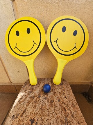 Set Palas Playa "Smiley" + Pelota Azul