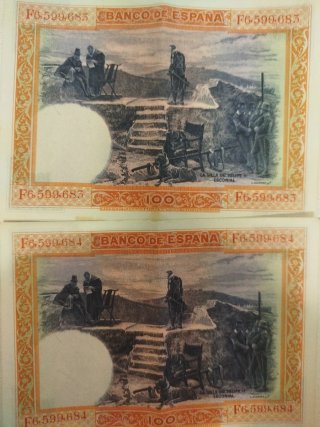 2 Billetes 100 Pesetas Banco de España 1925