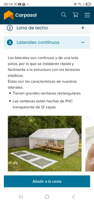 Carpa 5x10m para Fiestas PE 350 Blanca
