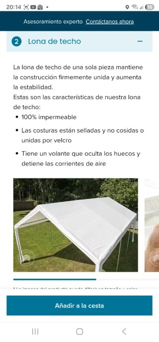 Carpa 5x10m para Fiestas PE 350 Blanca