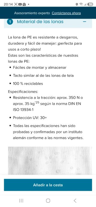 Carpa 5x10m para Fiestas PE 350 Blanca