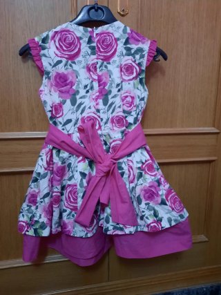 Vestido niña flores rosas talla 8