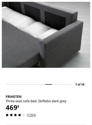 Sofá Cama IKEA 3 Plazas Gris