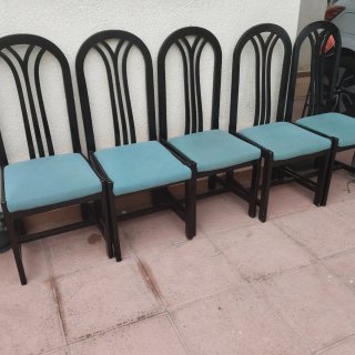 6 Sillas de Comedor Negras y Azules