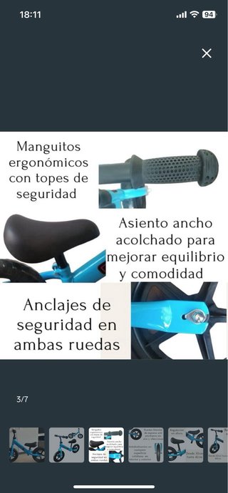 Bicicleta sin pedales azul