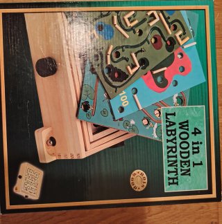Juego de mesa laberinto de madera 4 en 1