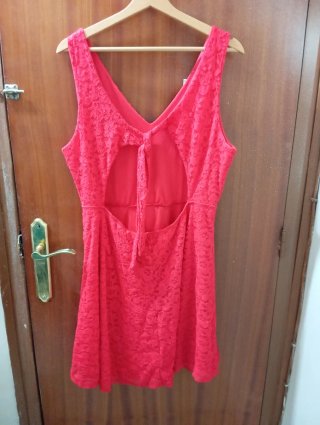 Vestido rojo con textura. XXL