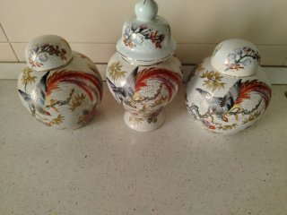 Set 3 vasi decorati in ceramica