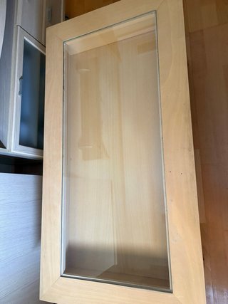 Mesa centro madera cristal cajón extraíble
