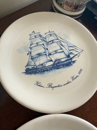 Set 4 Piatti Vintage PIRAL Navi Blu