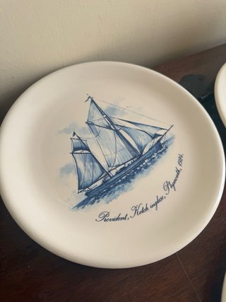 Set 4 Piatti Vintage PIRAL Navi Blu