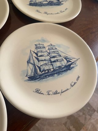 Set 4 Piatti Vintage PIRAL Navi Blu
