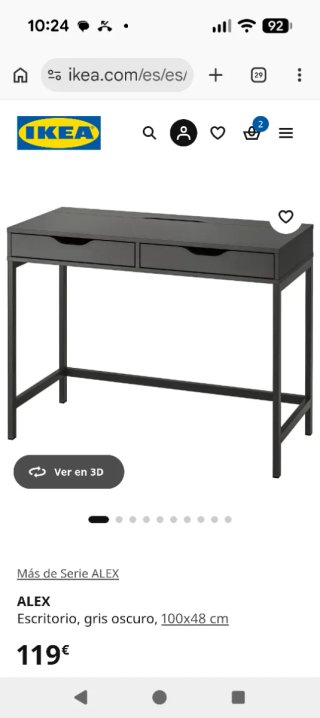 Escritorio ALEX gris oscuro 100x48 cm