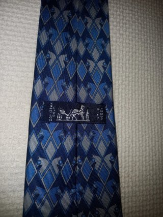 Corbata Hermes Vintage Azul y Gris