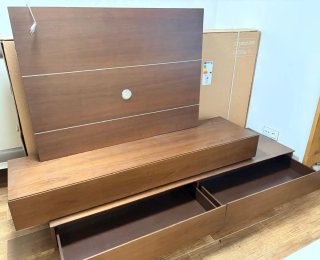 Mueble salón modular madera oscuro