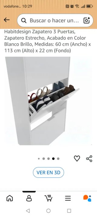Zapatero Habitdesign 3 Puertas Blanco