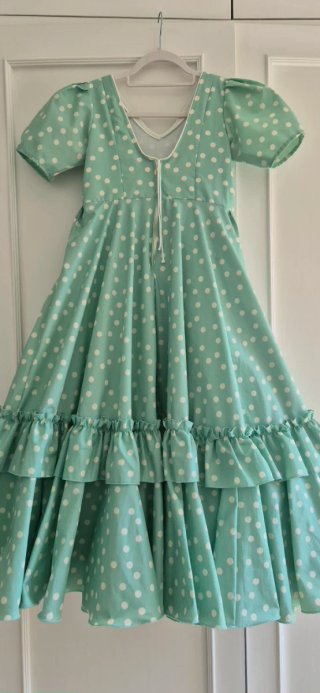 Vestido Flamenca Niña Verde Lunares TALLA 10-12