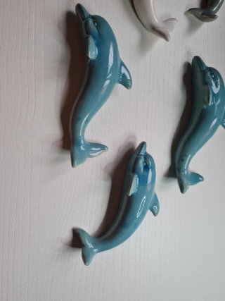 Set 5 Delfines Cerámica Decoración