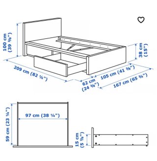 Cama 90x200 con 2 cajones