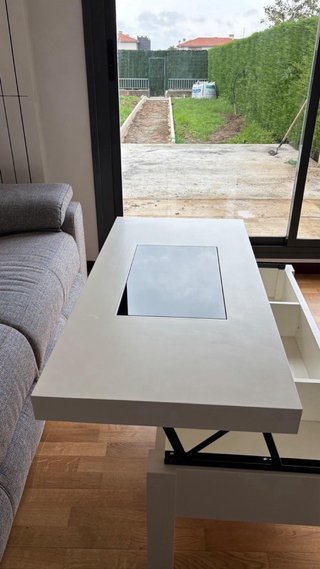 Mueble y mesa salón blanco lacado