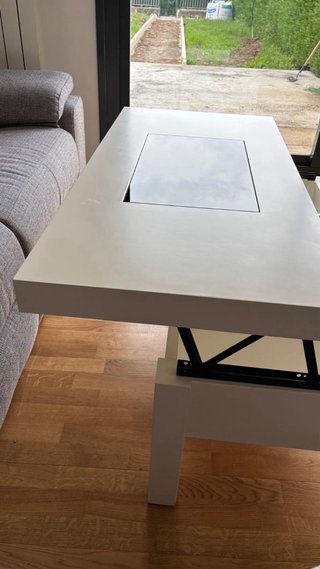 Mueble y mesa salón blanco lacado