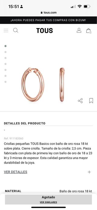 Aros Tous Oro Rosa nuevos
