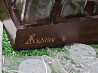 12 especieros cristal y madera con base