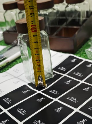 12 especieros cristal y madera con base