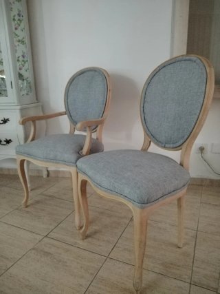 Sillas y Mesa provenzal tapizadas (6 unidades)