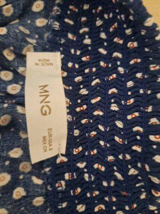 Falda Mango Azul Lunares