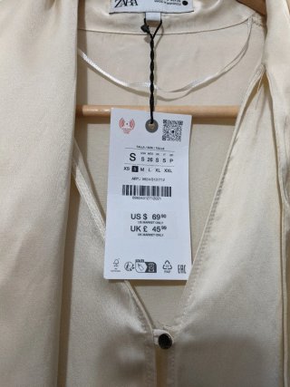 Blusa Zara Lazo Talla S Beige