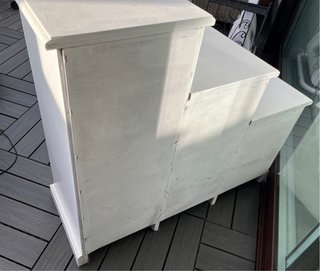 Mueble madera Cajonero Blanco Escalera