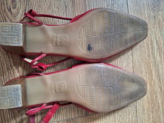 Zapatos pitillos rojos con bordado