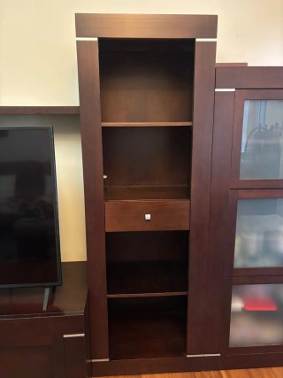 Composición muebles para salón color wenge.
