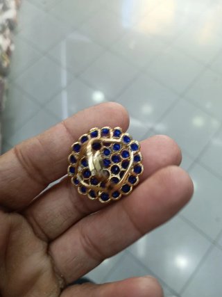 Anello donna con perline blu e oro