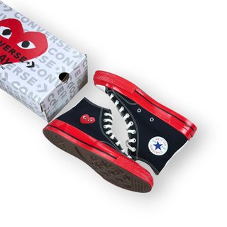 Converse Chuck Taylor All Star 70 Hi Comme des Garcons PLAY Black Red Midsole EU 42.5