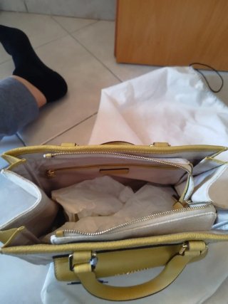 Borsa Nannini a mano/tracolla beige e gialla