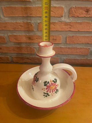 Candelabro vintage cerámica flores