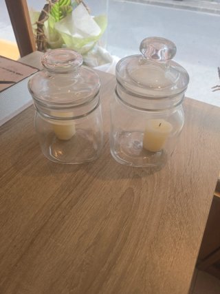 2 Tarros de cristal con velas