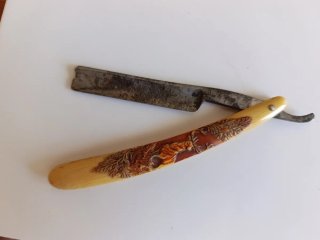 Navaja barbera antigua Cuban American con estuche