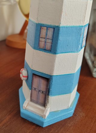 Riproduzione Faro Legno Azzurro Bianco