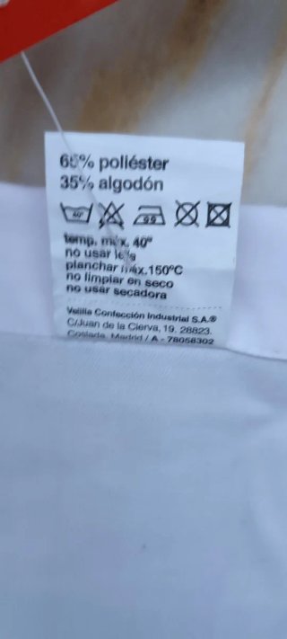 Bata de laboratorio blanca velilla talla 56